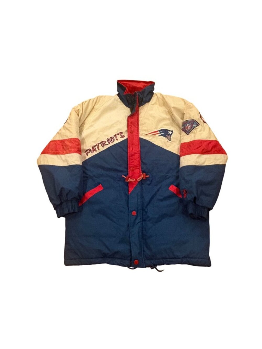 Vtg 1994 Pro Player New England Patriots Graffiti Font Puffer Trench Jacket M